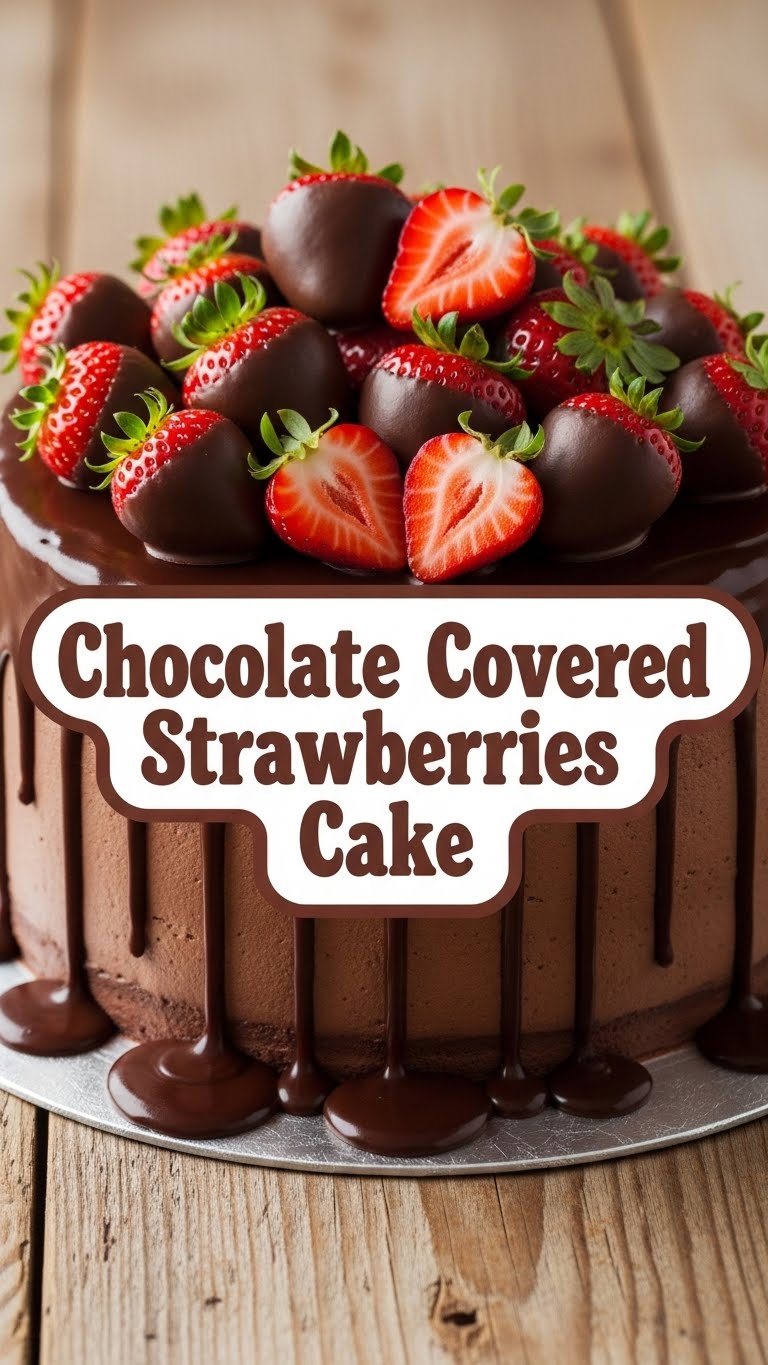 Chocolate Covered Strawberries Cake