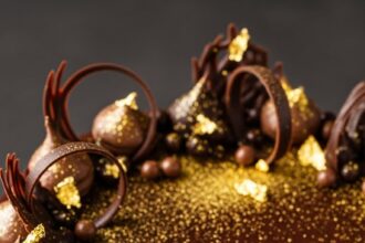 Chocolate Cake Gold Decoration
