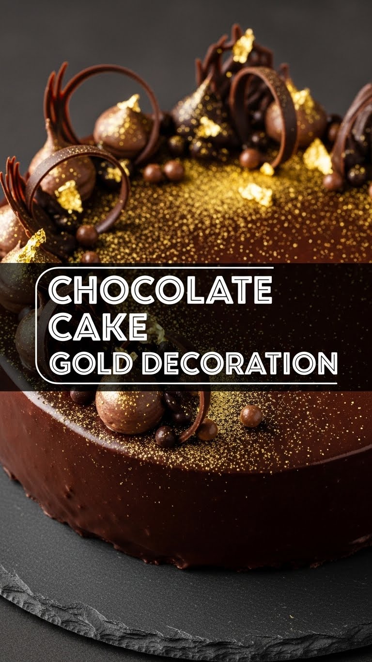 Chocolate Cake Gold Decoration