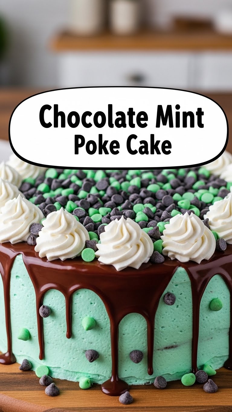 Chocolate Mint Poke Cake