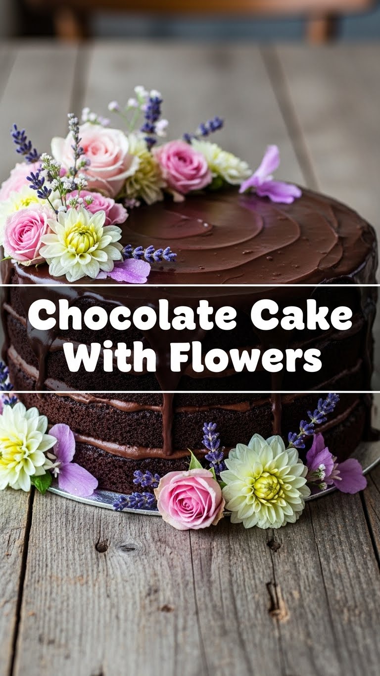 Chocolate Cake With Flowers