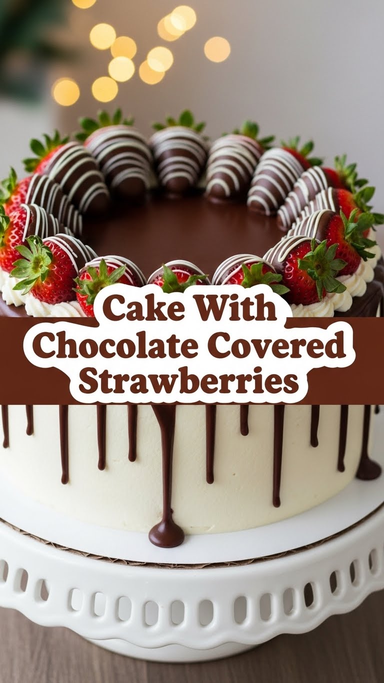 Cake With Chocolate Covered Strawberries