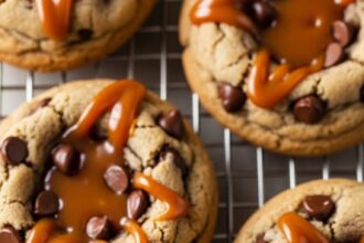 Deep Dish Caramel Stuffed Chocolate Chip Cookies