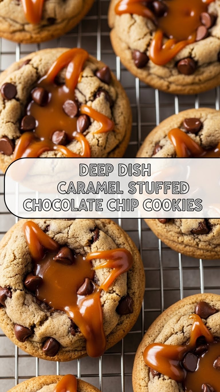 Deep Dish Caramel Stuffed Chocolate Chip Cookies
