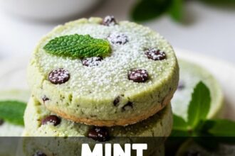 Mint Chocolate Chip Shortbread Cookies