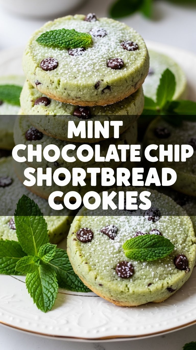 Mint Chocolate Chip Shortbread Cookies