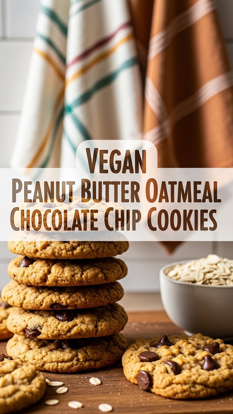 Vegan Peanut Butter Oatmeal Chocolate Chip Cookies