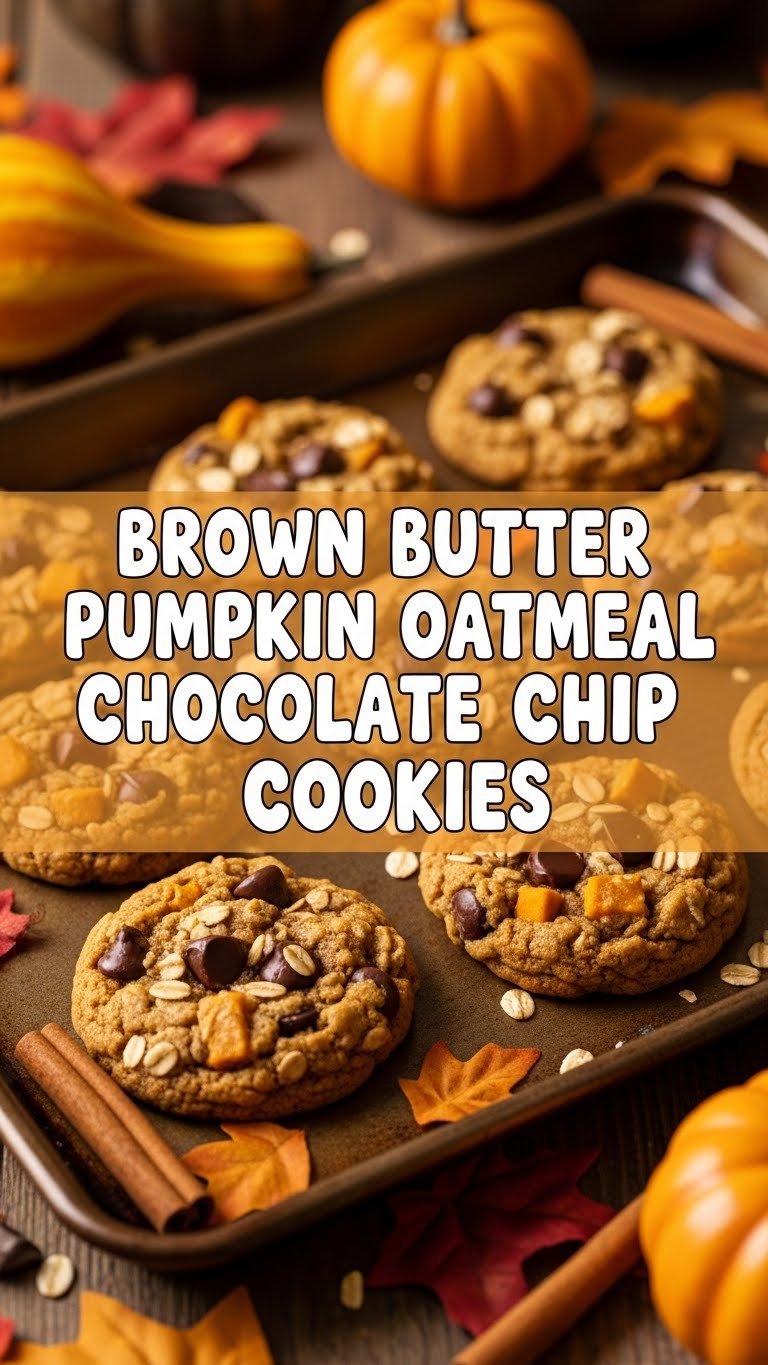Brown Butter Pumpkin Oatmeal Chocolate Chip Cookies