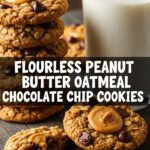 Flourless Peanut Butter Oatmeal Chocolate Chip Cookies