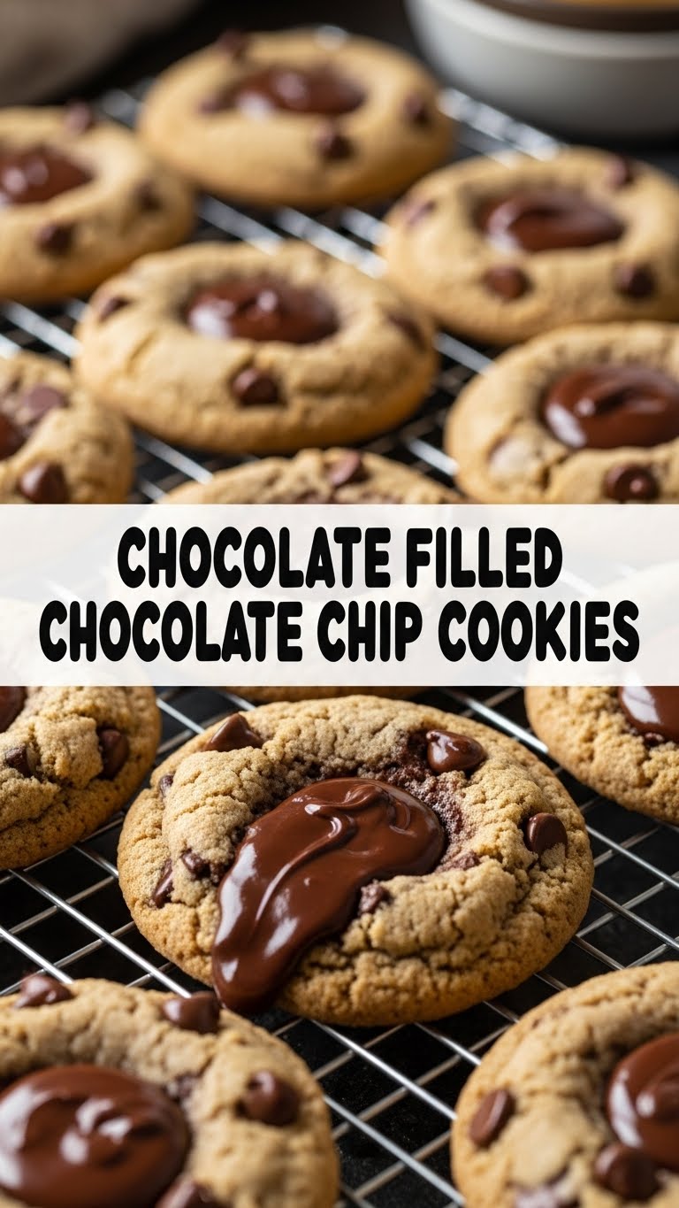Chocolate Filled Chocolate Chip Cookies