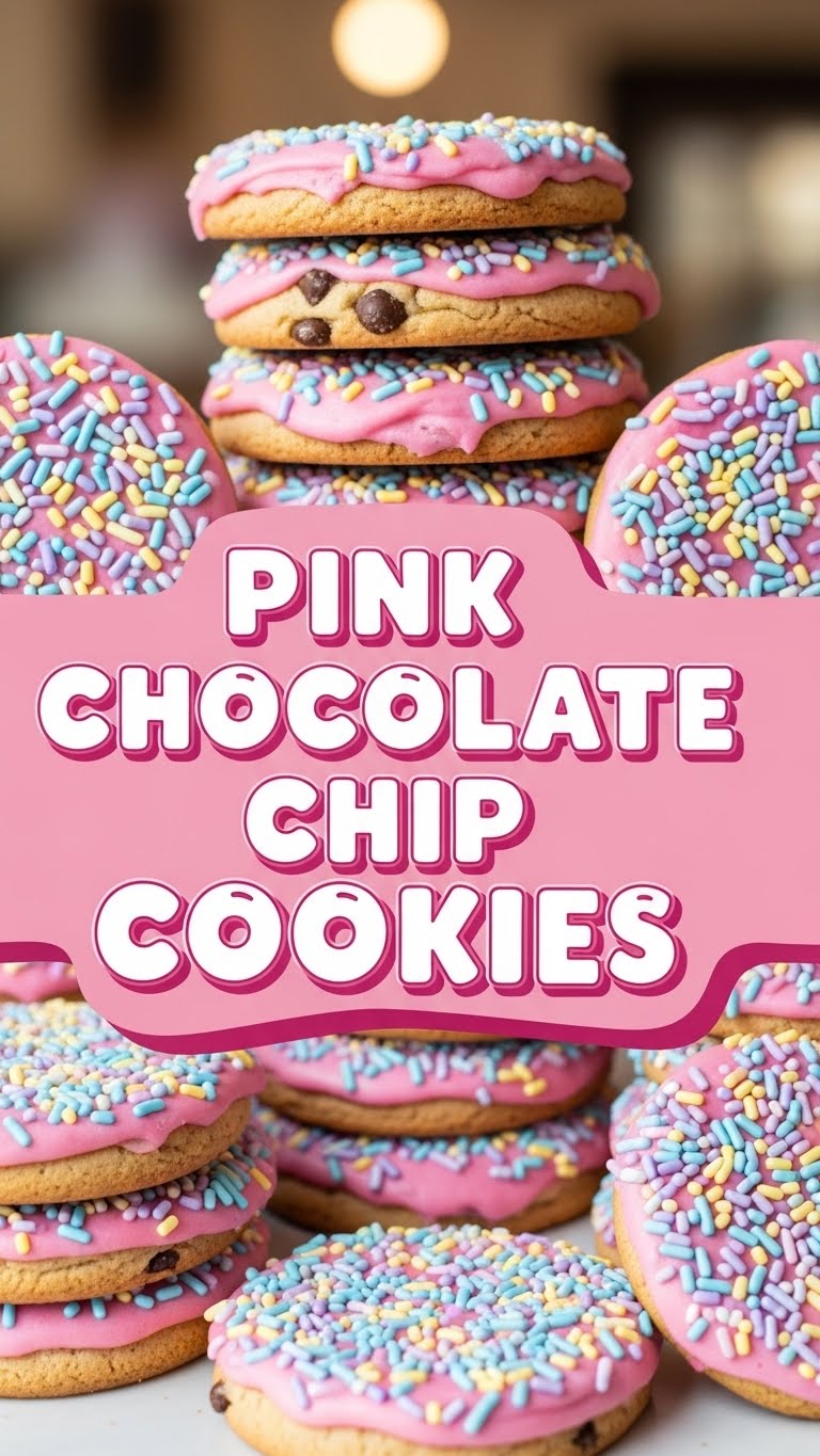 Pink Chocolate Chip Cookies