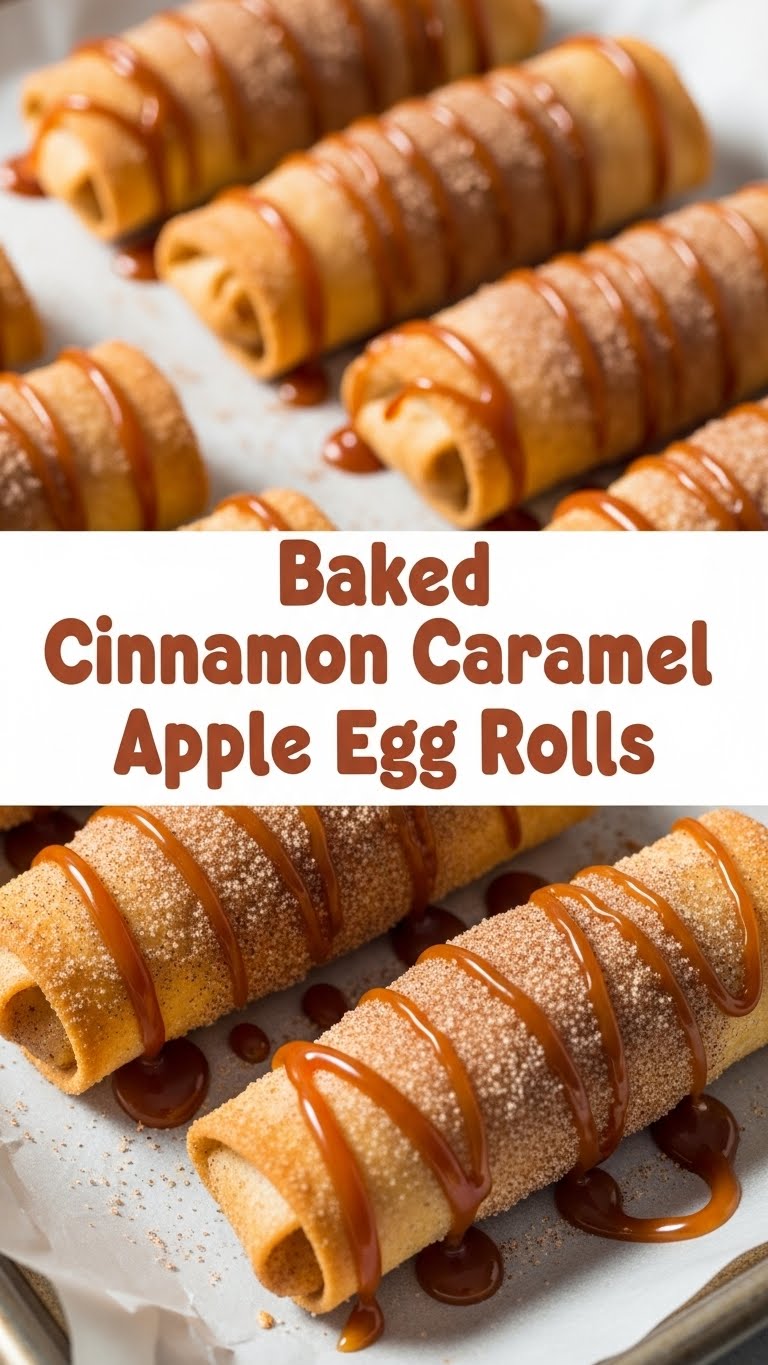 Baked Cinnamon Caramel Apple Egg Rolls