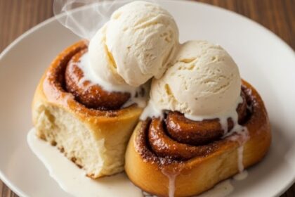 Cinnamon Rolls With Vanilla Ice Cream