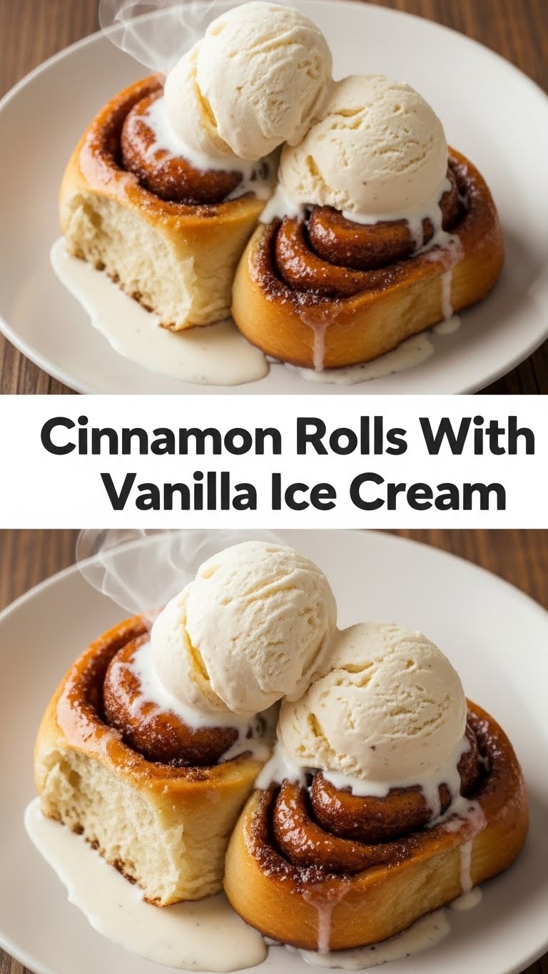 Cinnamon Rolls With Vanilla Ice Cream