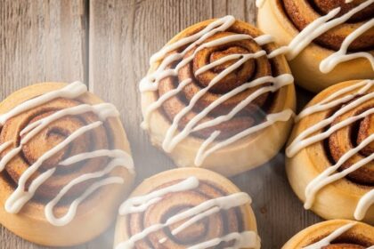 Freshly Baked Cinnamon Rolls On Table