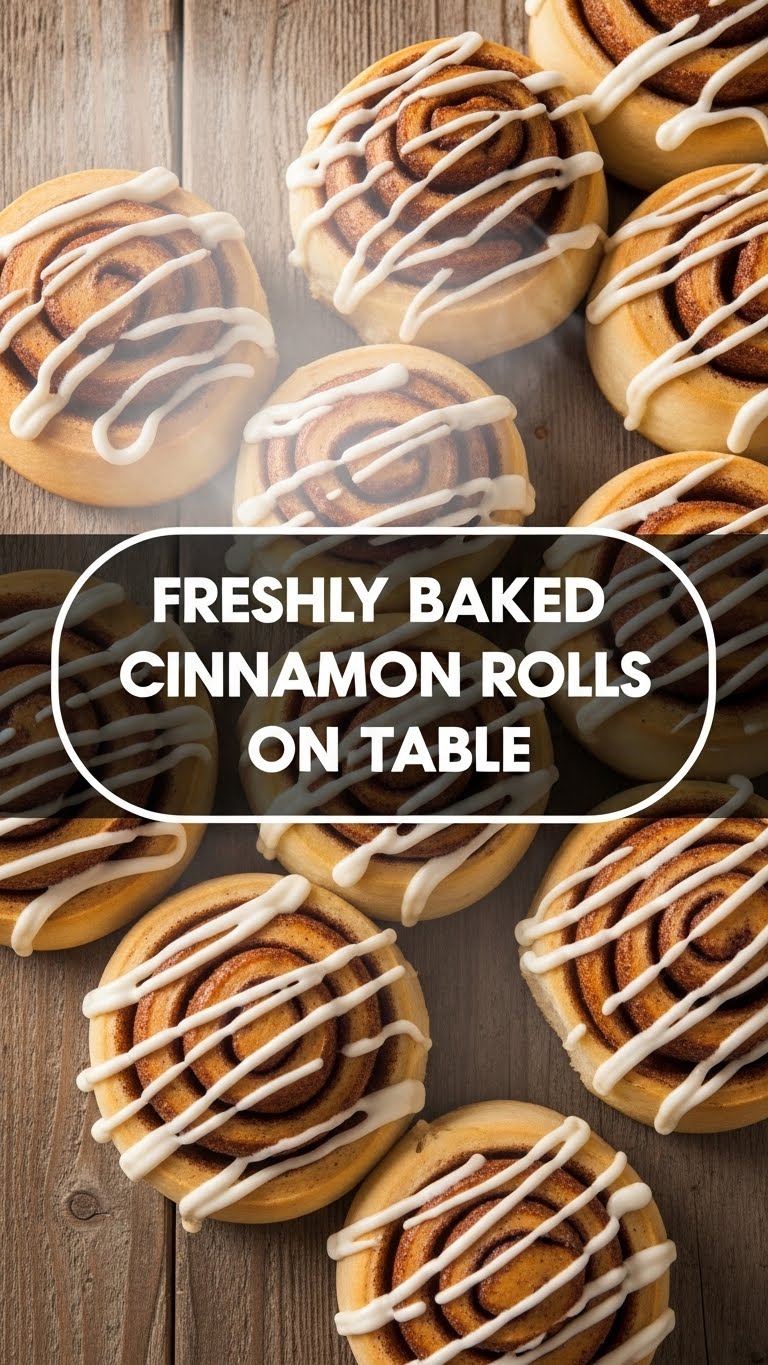 Freshly Baked Cinnamon Rolls On Table