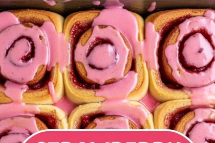 Strawberry Cinnamon Rolls In Pan