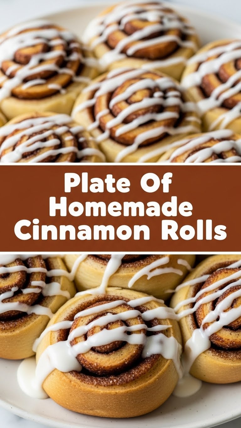 Plate Of Homemade Cinnamon Rolls