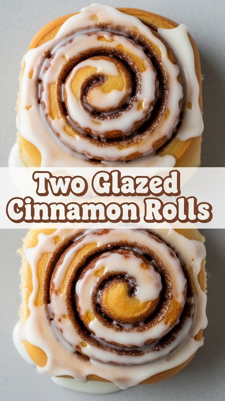 Two Glazed Cinnamon Rolls