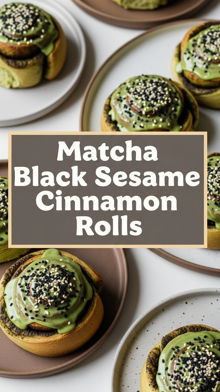Matcha Black Sesame Cinnamon Rolls
