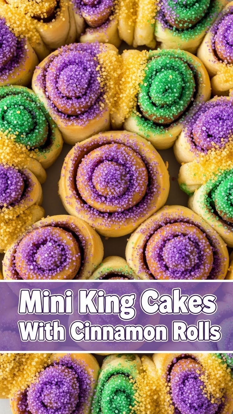 Mini King Cakes With Cinnamon Rolls