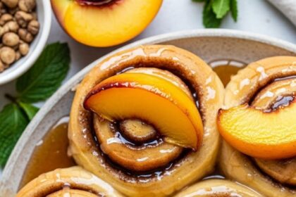 Peaches And Cinnamon Rolls
