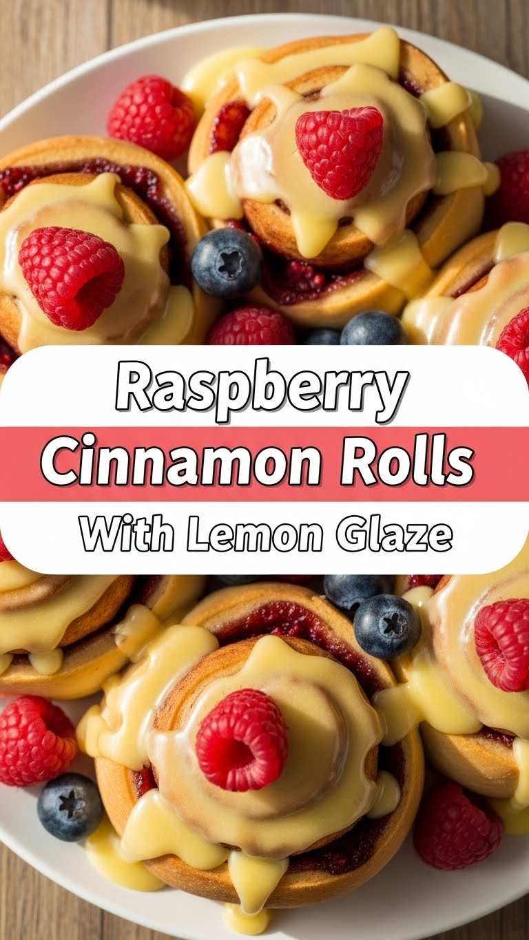 Raspberry Cinnamon Rolls With Lemon Glaze