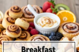 Breakfast Charcuterie Board Cinnamon Rolls