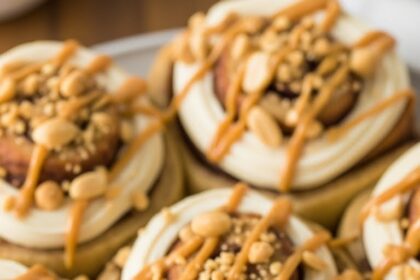 Banana Bread Cinnamon Rolls With Peanut Butter Cream Cheese Frosting