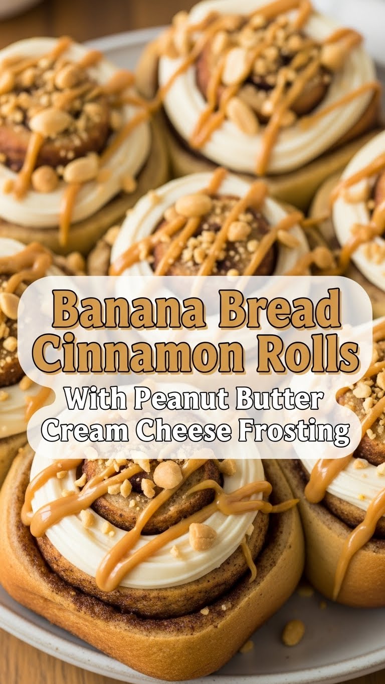 Banana Bread Cinnamon Rolls With Peanut Butter Cream Cheese Frosting