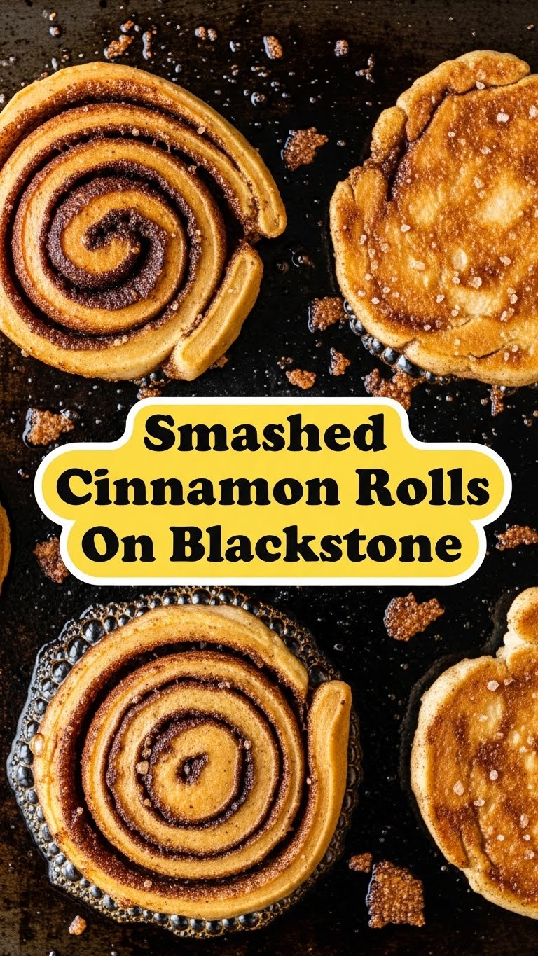 Smashed Cinnamon Rolls On Blackstone