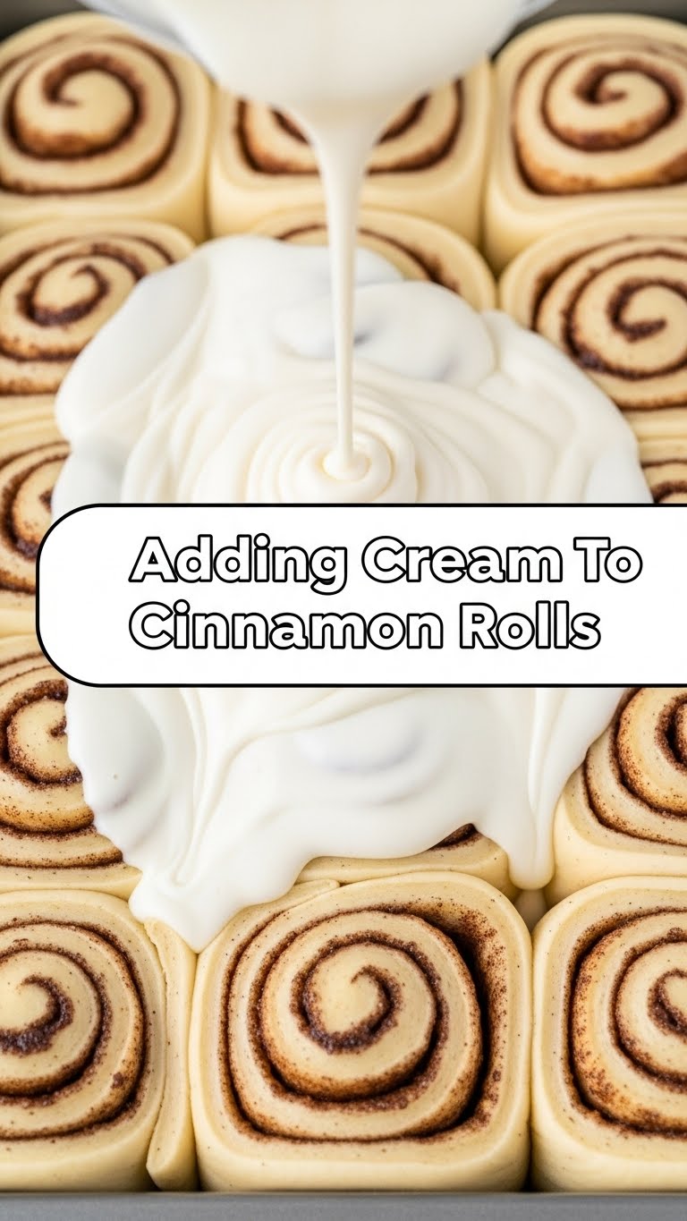 Adding Cream To Cinnamon Rolls