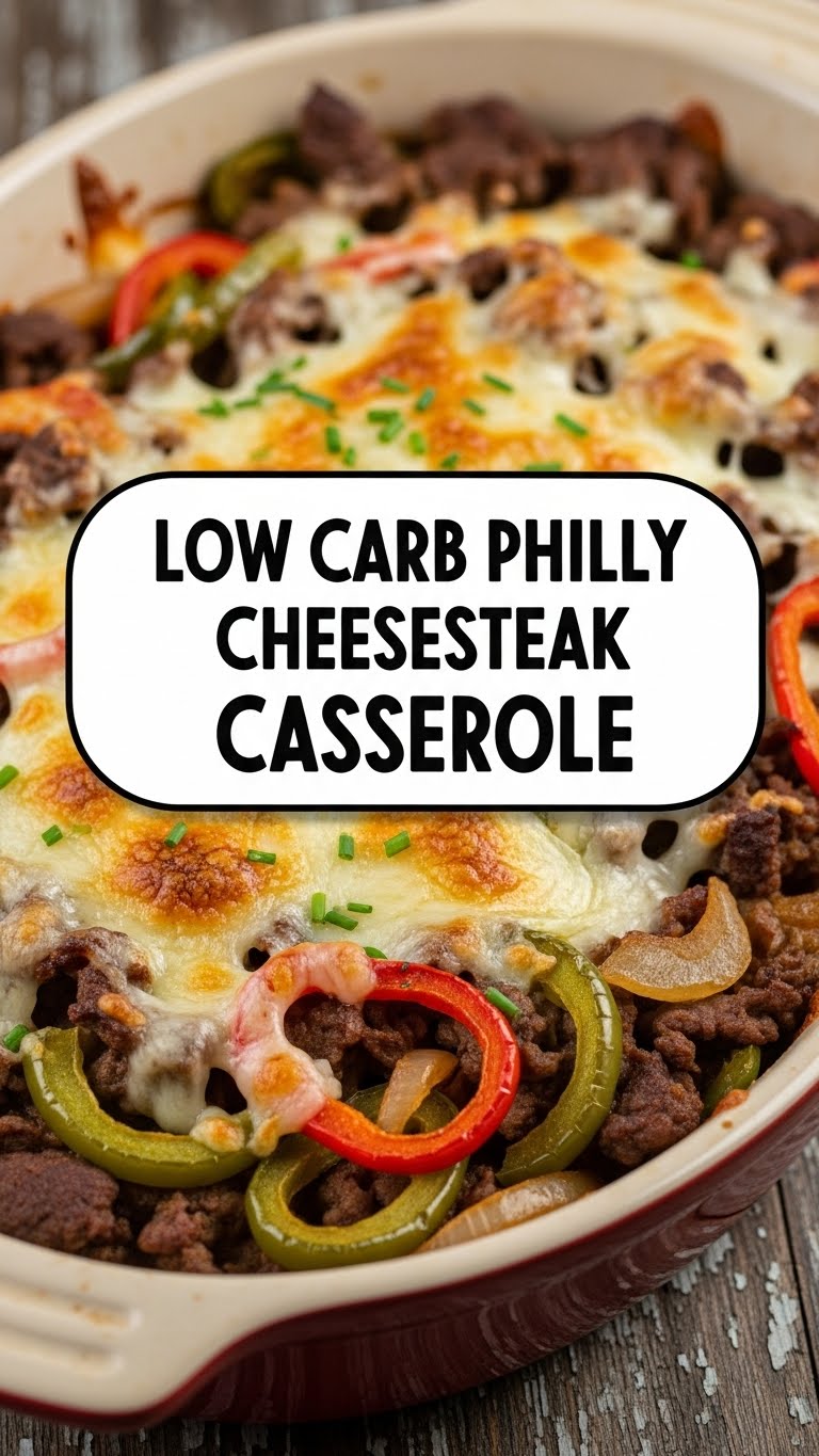 Low Carb Philly Cheesesteak Casserole