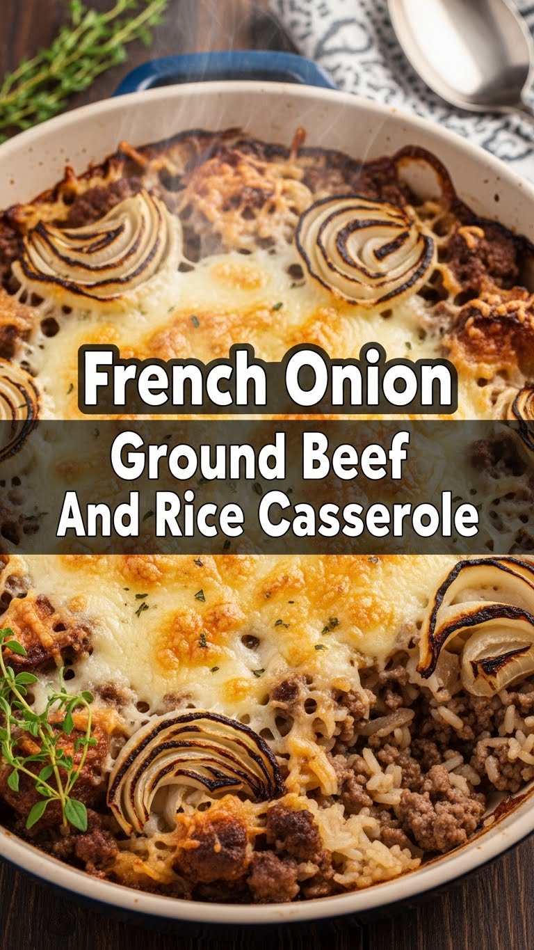 French Onion Ground Beef And Rice Casserole