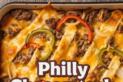 Philly Cheesesteak Casserole Ground Beef