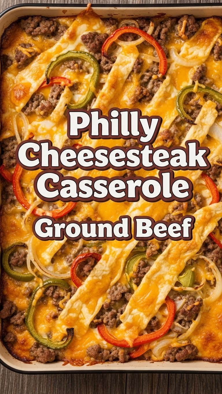 Philly Cheesesteak Casserole Ground Beef