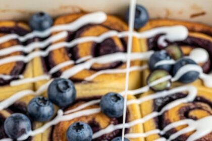 Blueberry Cinnamon Roll Casserole