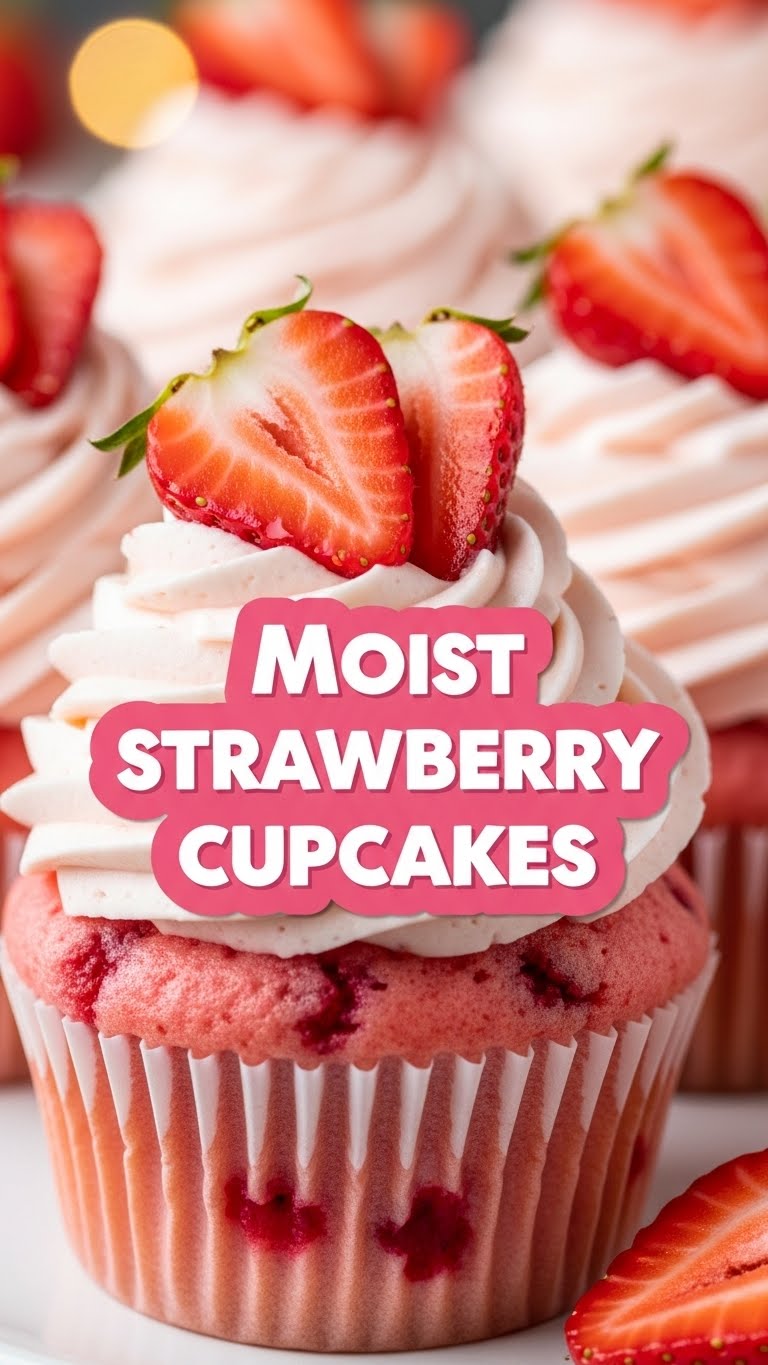 Moist Strawberry Cupcakes