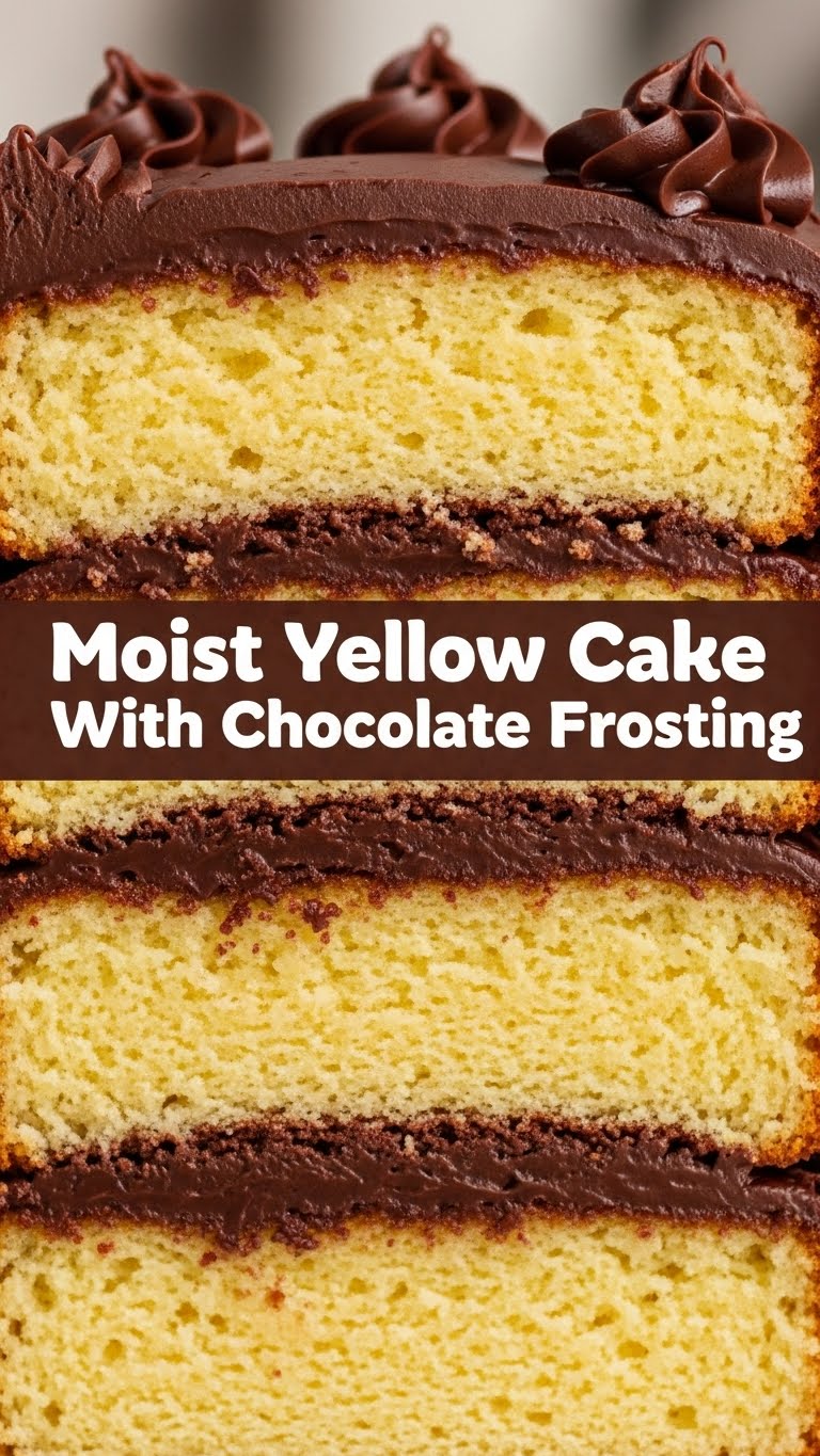 Moist Yellow Cake With Chocolate Frosting