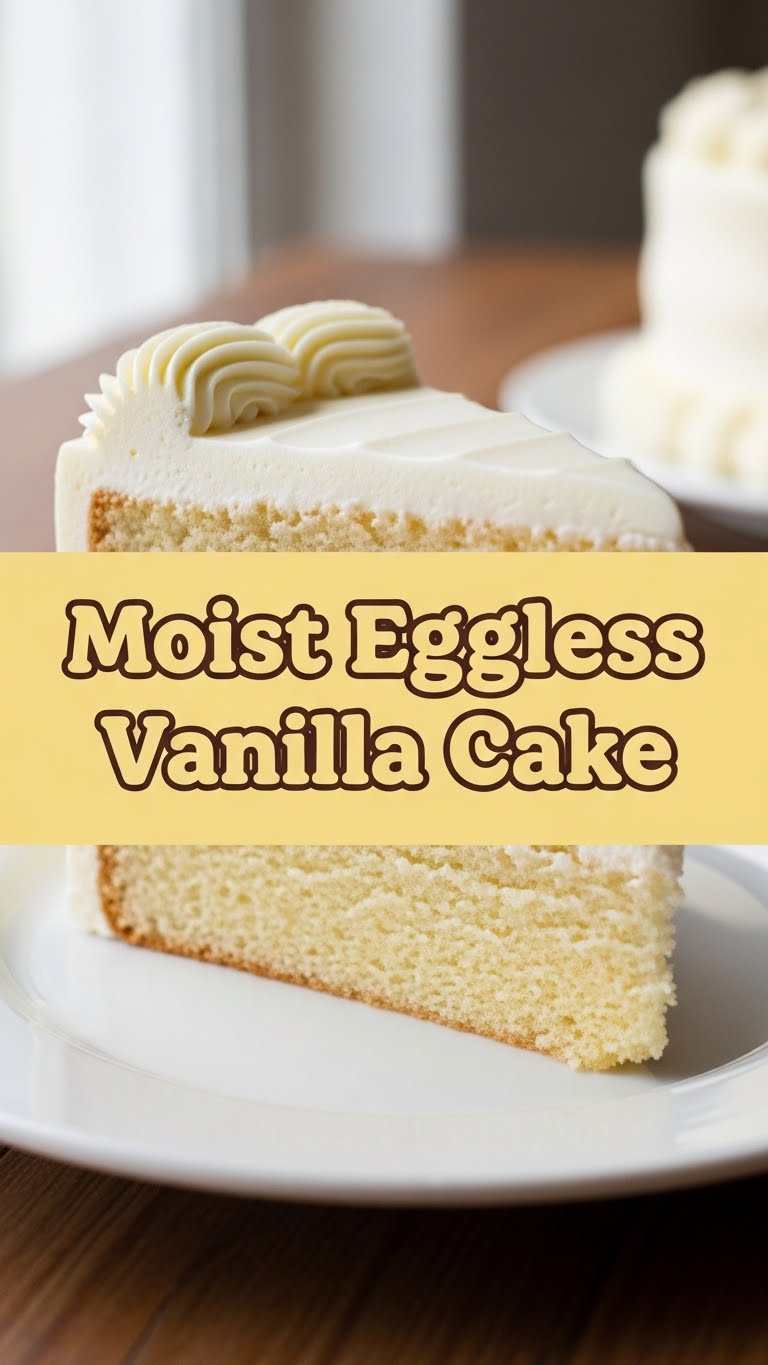 Moist Eggless Vanilla Cake