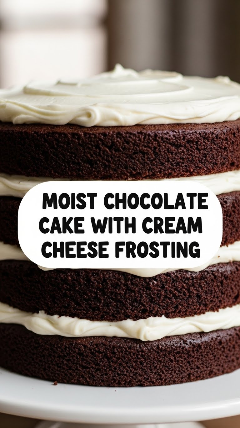 Moist Chocolate Cake With Cream Cheese Frosting