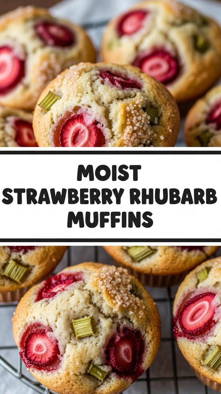 Moist Strawberry Rhubarb Muffins