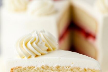 Moist Vanilla Cake With Strawberry Filling