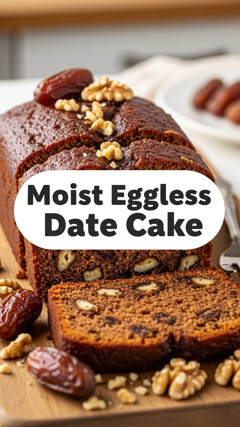 Moist Eggless Date Cake
