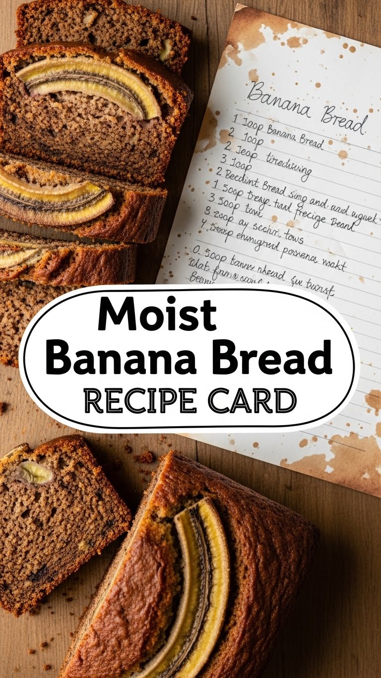Moist Banana Bread Recipe Card