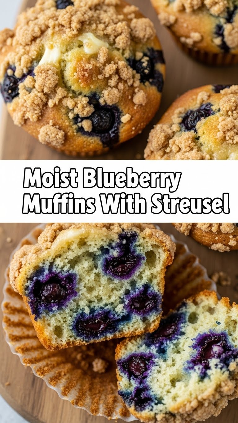 Moist Blueberry Muffins With Streusel