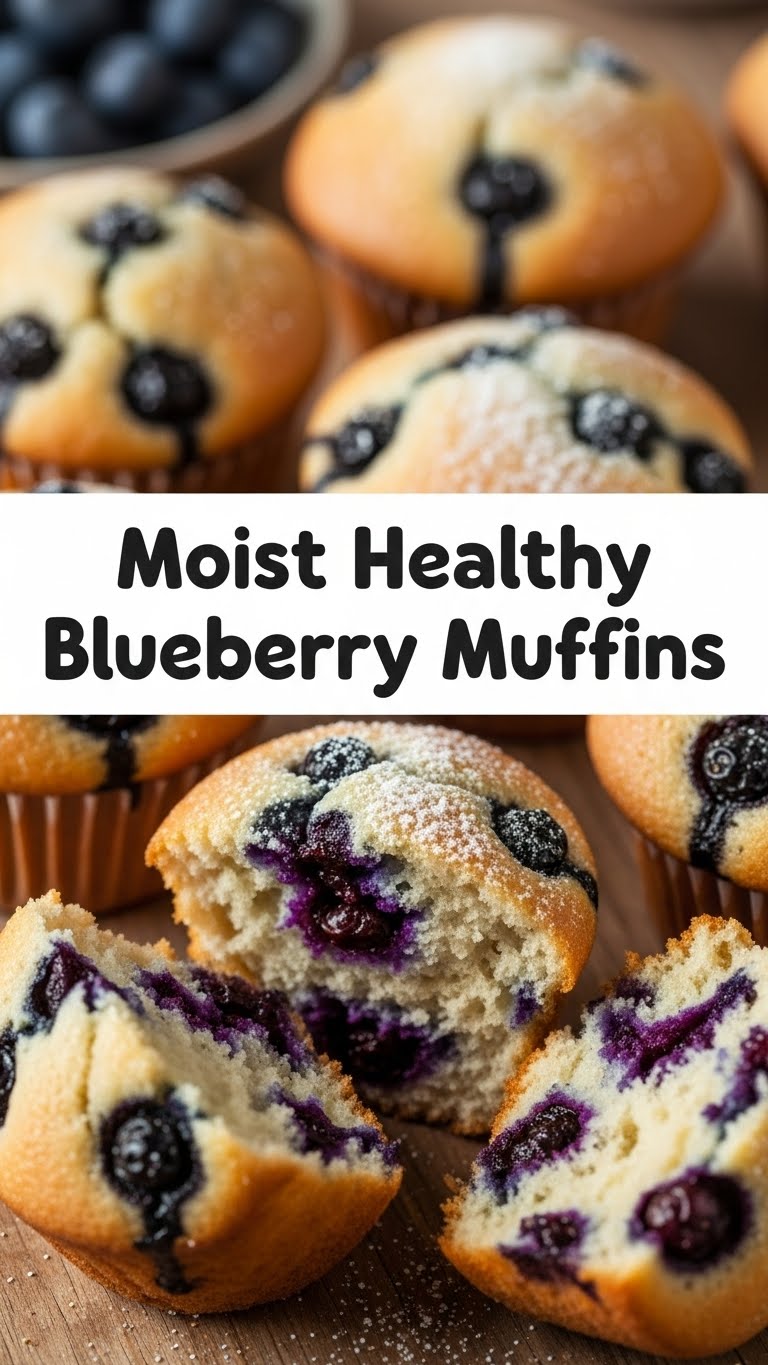 Moist Healthy Blueberry Muffins