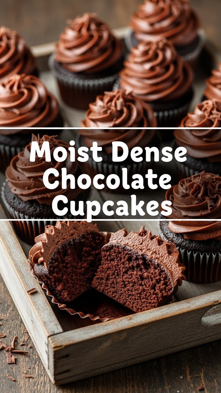 Moist Dense Chocolate Cupcakes