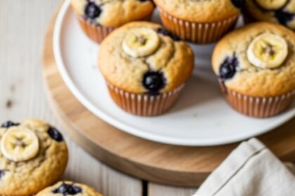 Easy Moist Banana Blueberry Muffins