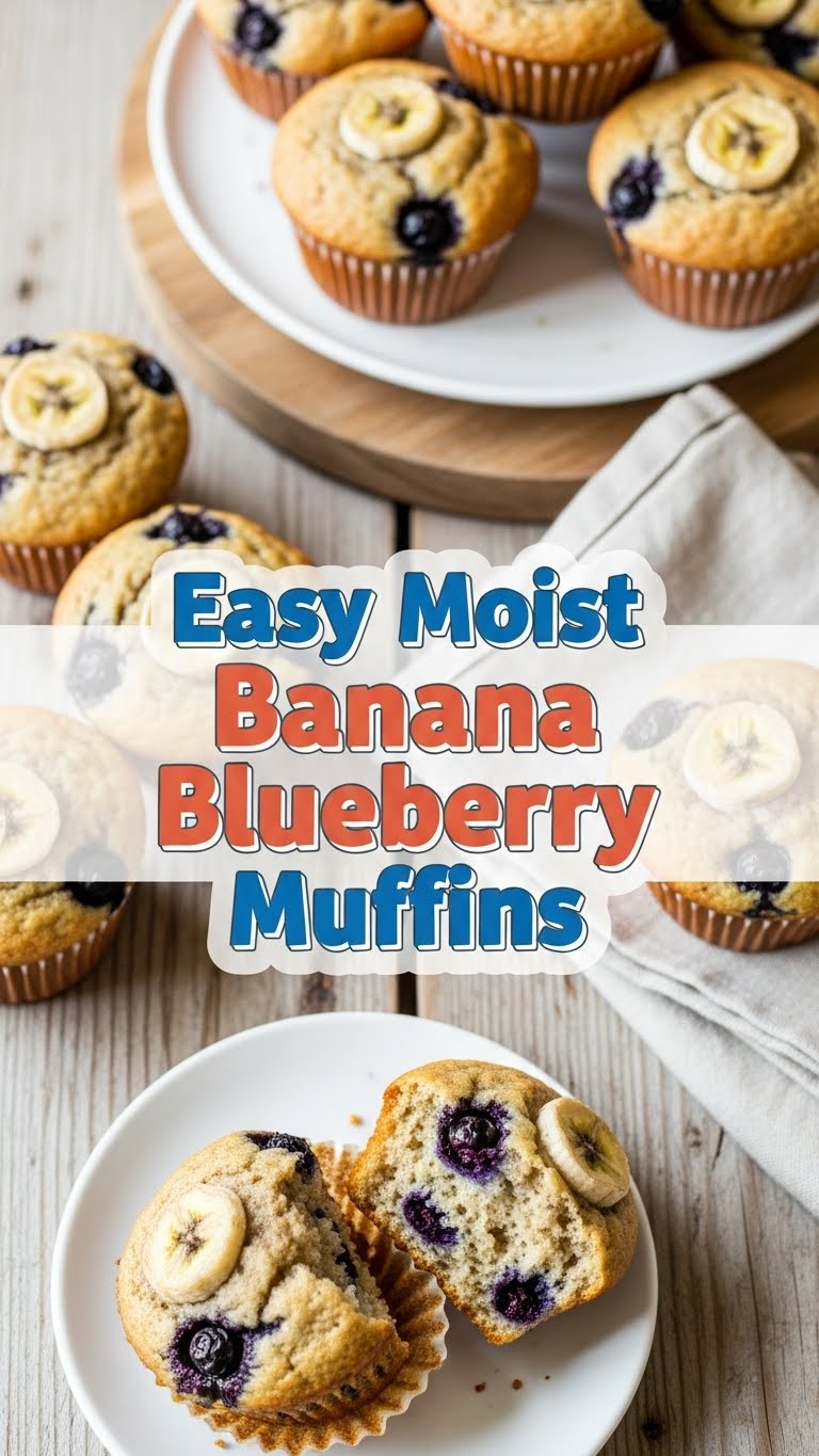 Easy Moist Banana Blueberry Muffins